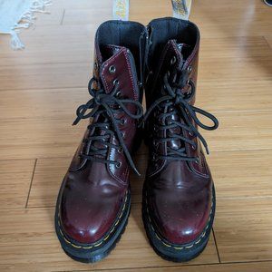 Dr. Martens size W8 Platform Cherry Red Vegan Jadon II Boots